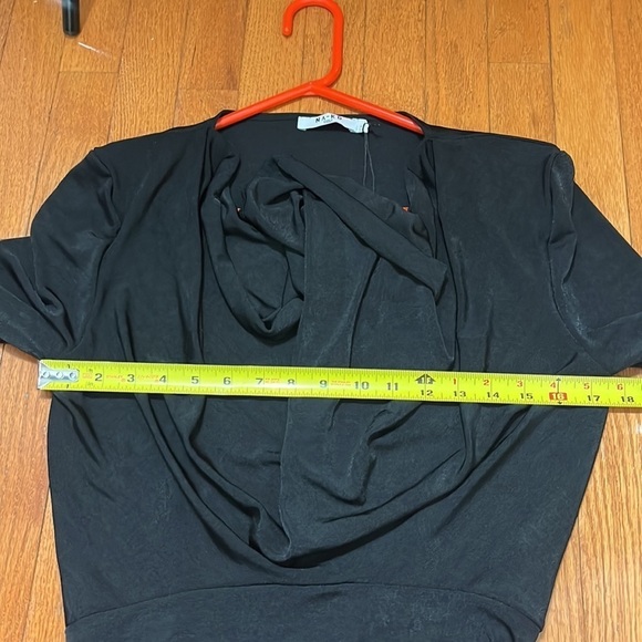 NA-KD Recycled Deep Neckline Mini Black Drawstring Dress Size L - Picture 15 of 16